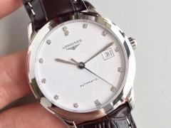 YC精品LONGINES浪琴軍旗系列L4.774.4.27.6男士機械鑲鉆表 原裝開模1:1復刻