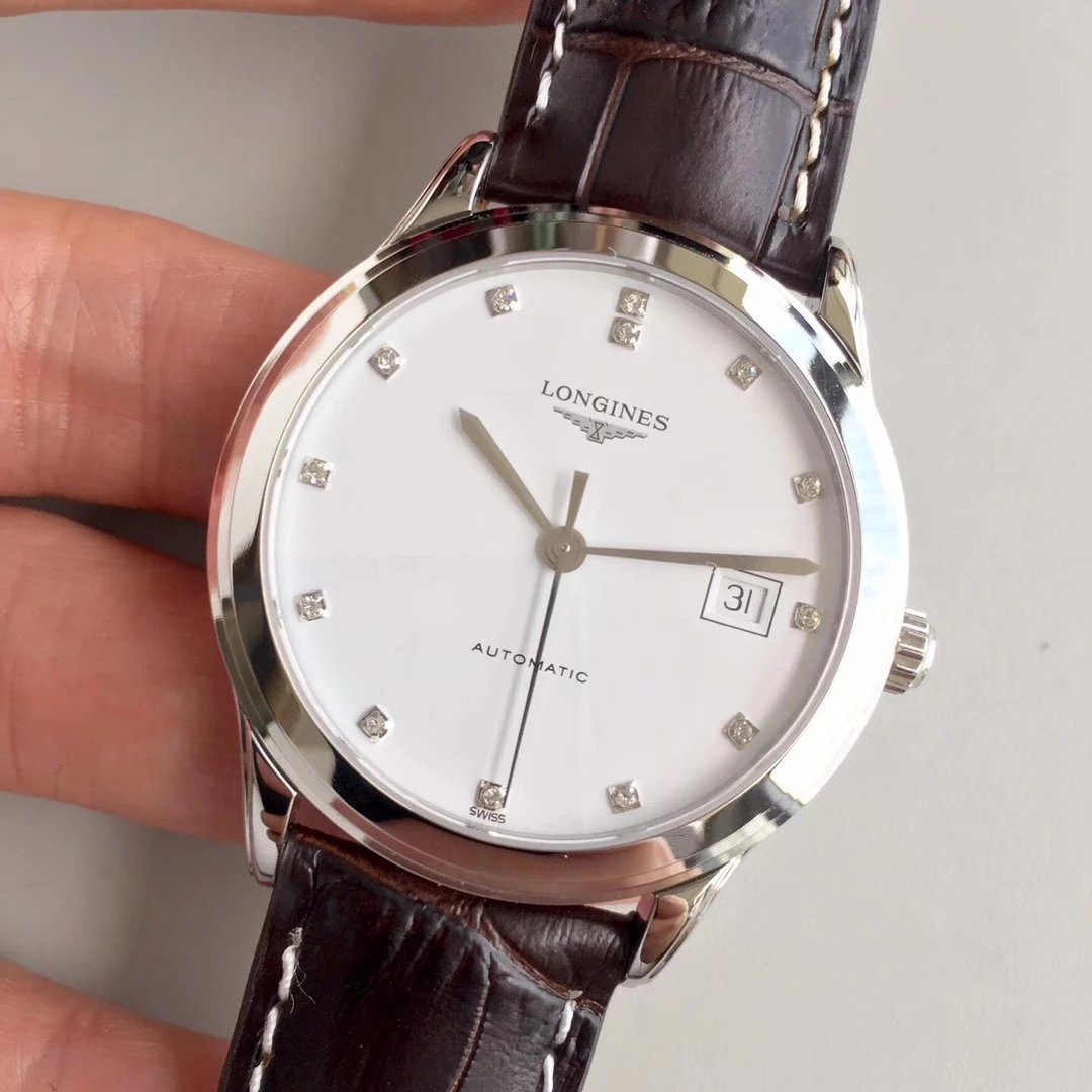 YC精品LONGINES浪琴軍旗系列L4.774.4.27.6男士機械鑲鉆表 原裝開模1:1復刻-高仿錶