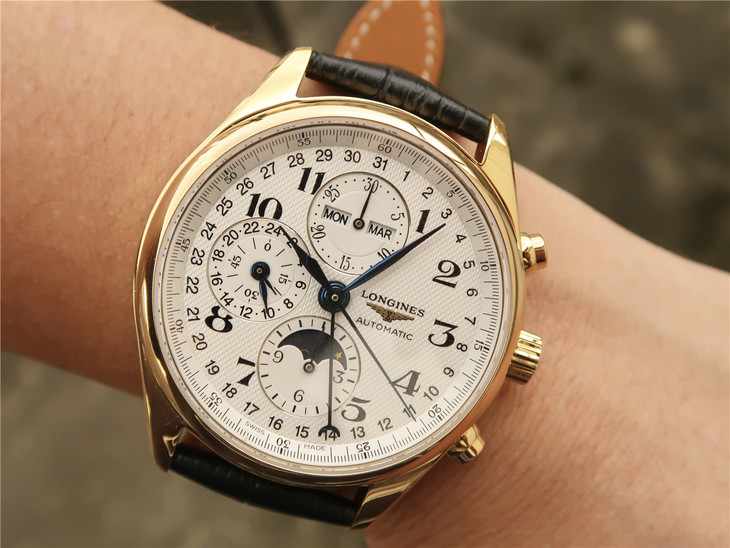 3M廠浪琴名匠優雅系列L2.773.4.78.3大號月相機械男表42mm 18k黃金-高仿錶