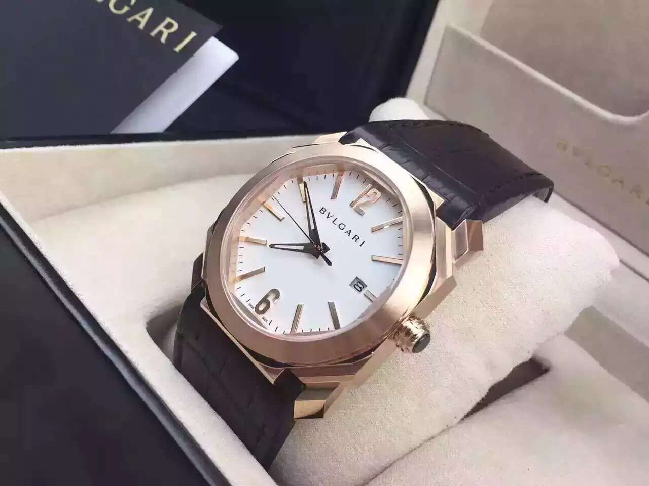 寶格麗復刻手錶 寶格麗OCTO繫列102119 BGOP38WGLD中性機械錶￥2980-高仿錶