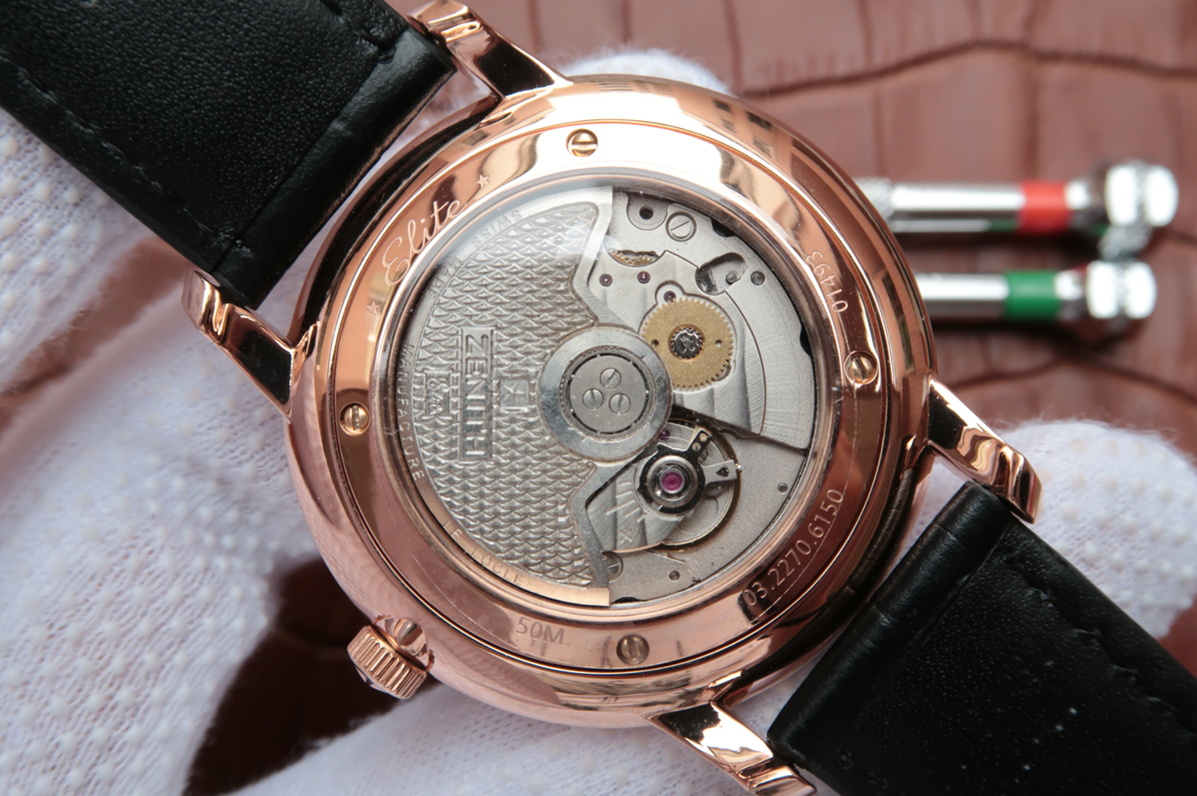 一比一精仿真力時 真力時ELITE繫列超薄款式03.2270.6150/01.C498玫瑰金￥2980-高仿錶