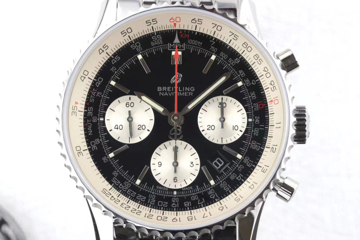 百年靈航空計時1比1高仿男錶 gf百年靈航空計時1繫列 AB0121211B1A1 黑盤￥3980-高仿錶