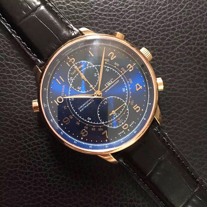 IWC 萬國 葡萄牙繫列 IW371215 “精品米蘭” 18K玫瑰金 雙追針計時限量版男錶￥3180-高仿錶