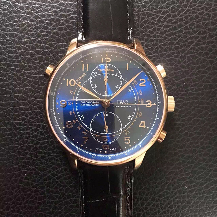 IWC 萬國 葡萄牙繫列 IW371215 “精品米蘭” 18K玫瑰金 雙追針計時限量版男錶￥3180-高仿錶