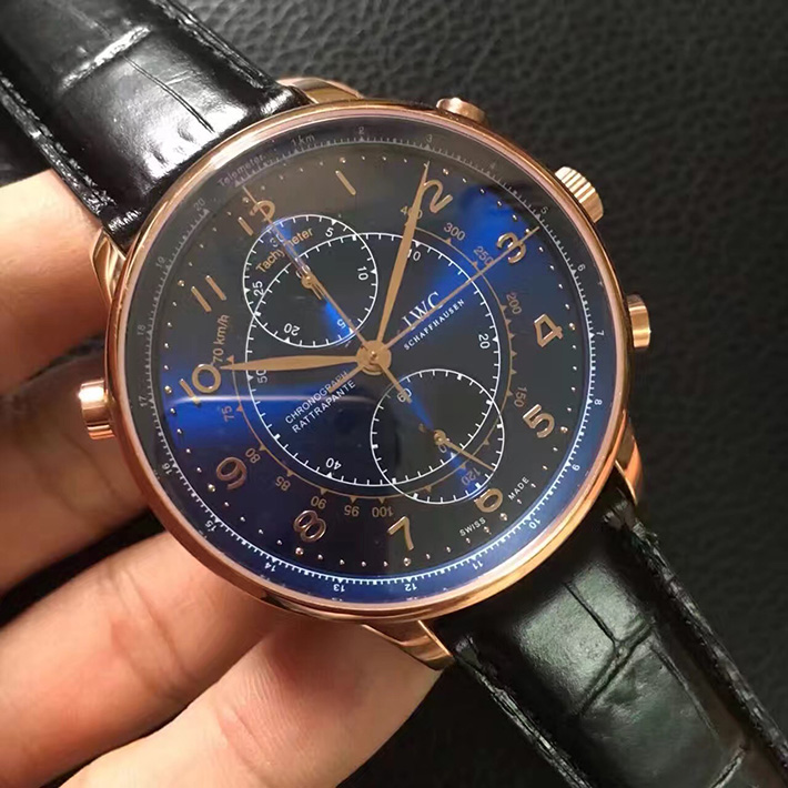 IWC 萬國 葡萄牙繫列 IW371215 “精品米蘭” 18K玫瑰金 雙追針計時限量版男錶￥3180-高仿錶