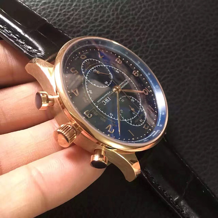 IWC 萬國 葡萄牙繫列 IW371215 “精品米蘭” 18K玫瑰金 雙追針計時限量版男錶￥3180-高仿錶