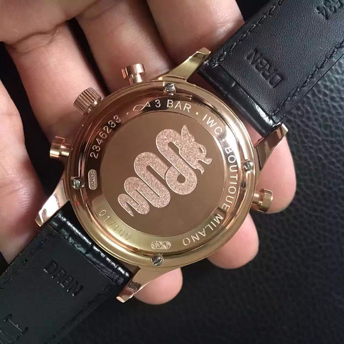 IWC 萬國 葡萄牙繫列 IW371215 “精品米蘭” 18K玫瑰金 雙追針計時限量版男錶￥3180-高仿錶