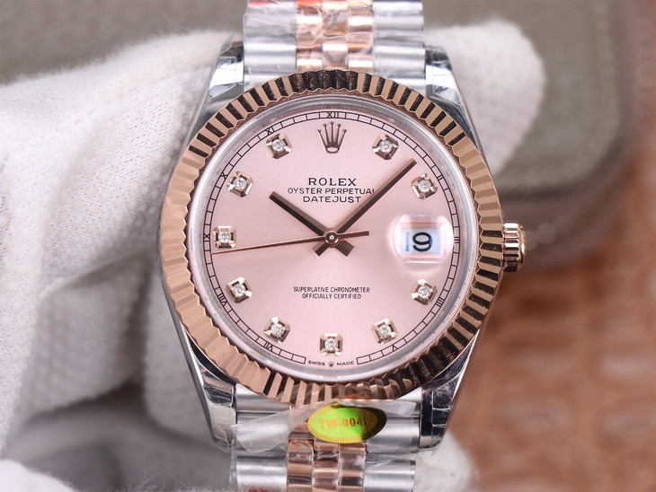 勞力士日誌41mm 1比1復刻 tw勞力士間玫瑰金日誌 126331 鉆石刻度￥3480-高仿錶