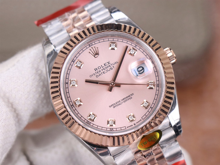 勞力士日誌41mm 1比1復刻 tw勞力士間玫瑰金日誌 126331 鉆石刻度￥3480-高仿錶