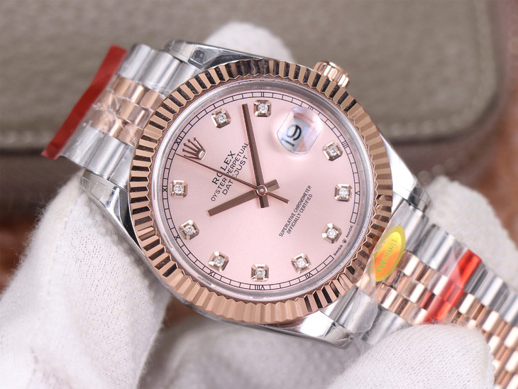 勞力士日誌41mm 1比1復刻 tw勞力士間玫瑰金日誌 126331 鉆石刻度￥3480-高仿錶
