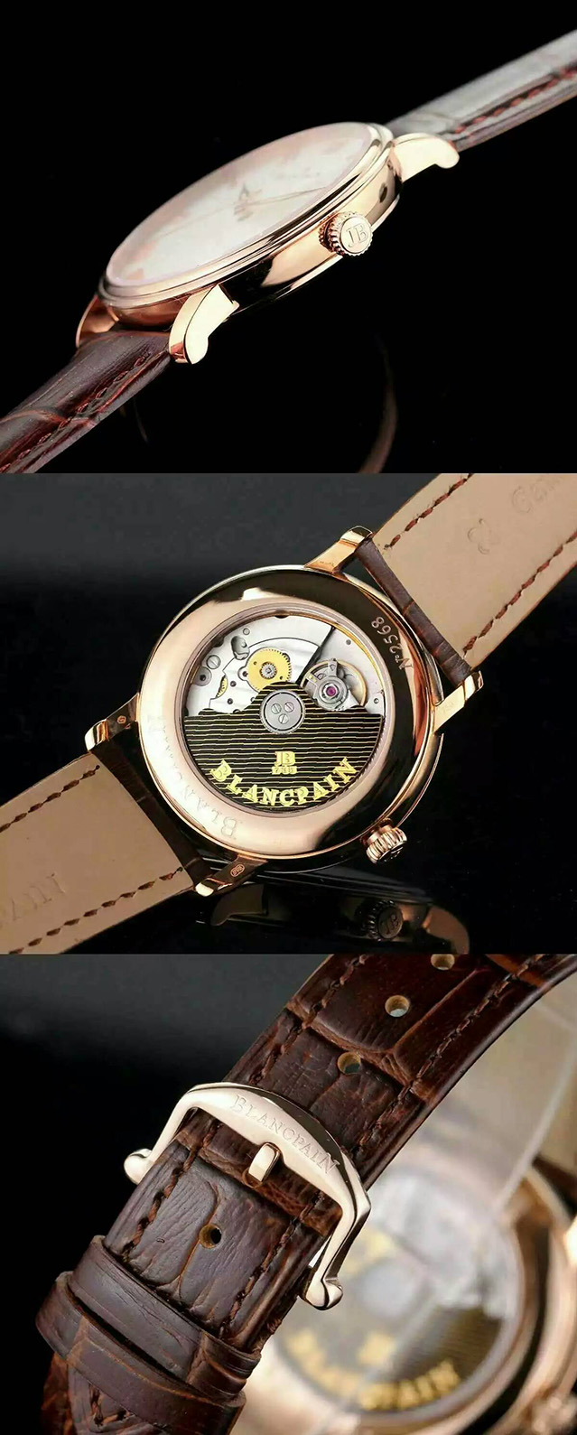 【商務】寶珀Blancpain 經典繫列 6651-3642 18K玫瑰金 男士自動機械錶 商務腕錶￥2980 -高仿錶