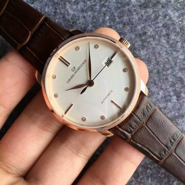 瑞士芝柏(Girard-Perregaux) GP 1966繫列 49525D-52A-1A1-BK6A 18K玫瑰金 男士自動機械錶 ￥3180-高仿錶