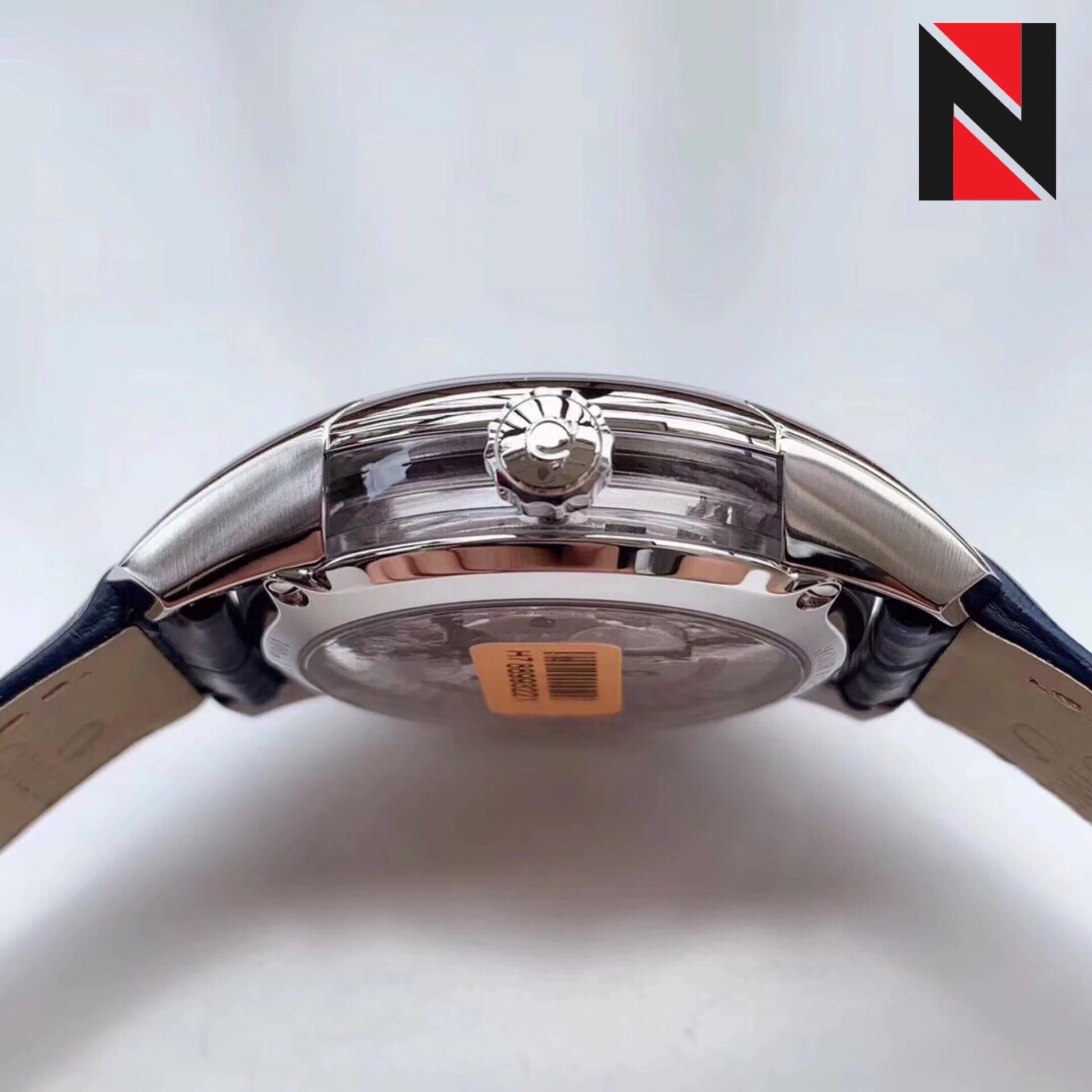 s廠歐米茄蝶飛繫列433.33.41.21.03.001明亮之藍鱷魚皮男士機械錶最好的版本-高仿錶