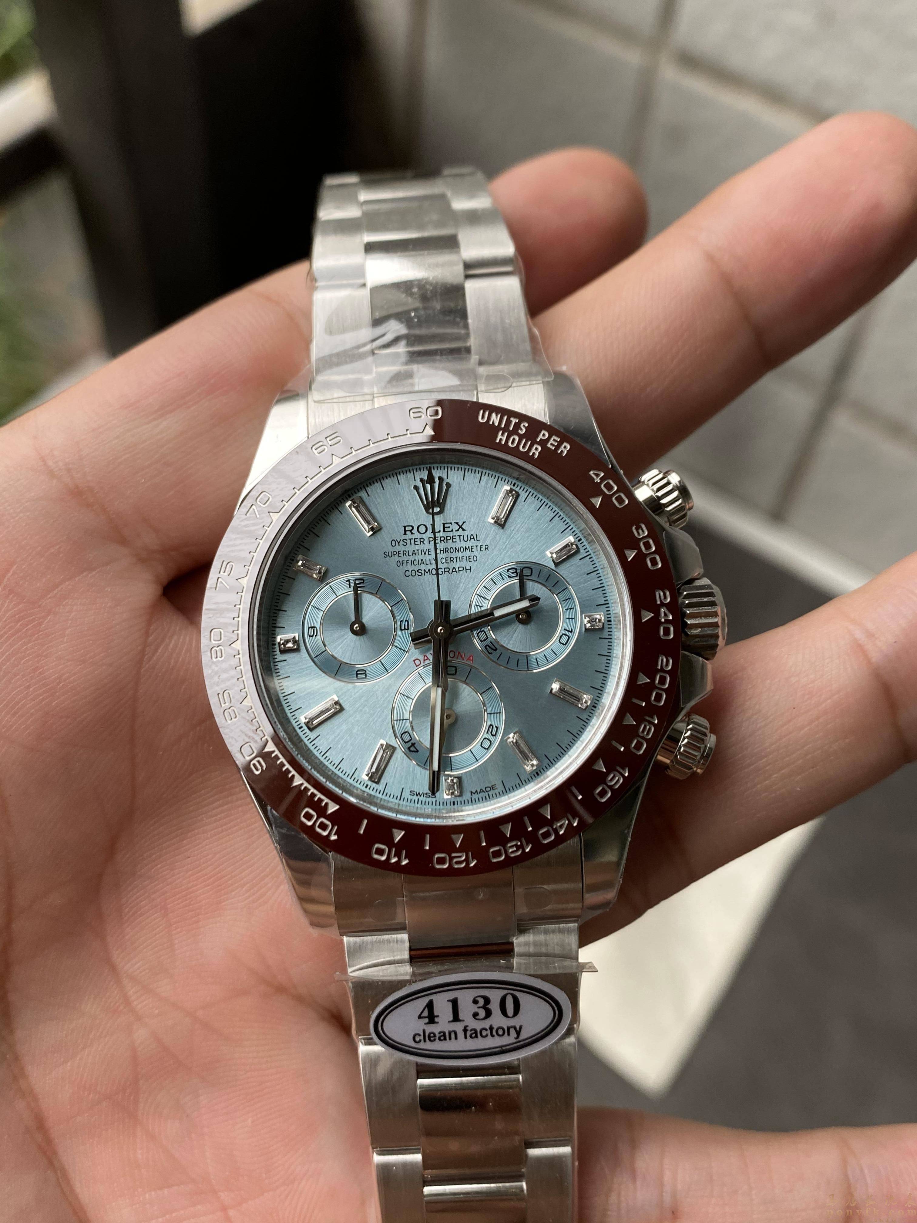 clean廠勞力士迪通拿 冰藍迪 莫桑鑽 4130機芯-高仿錶