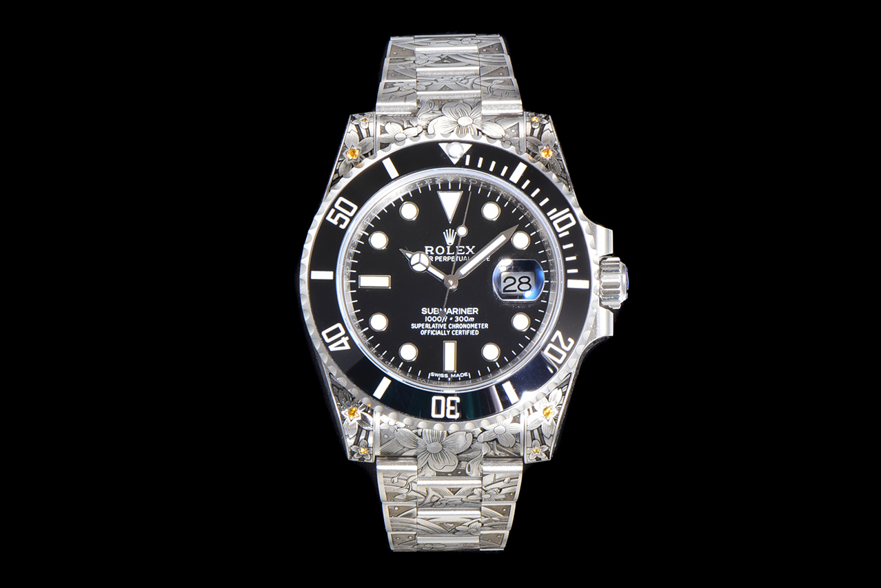 《鯉躍龍門》勞力士頂級復刻錶水鬼搭配 純手工雕花效果-高仿錶