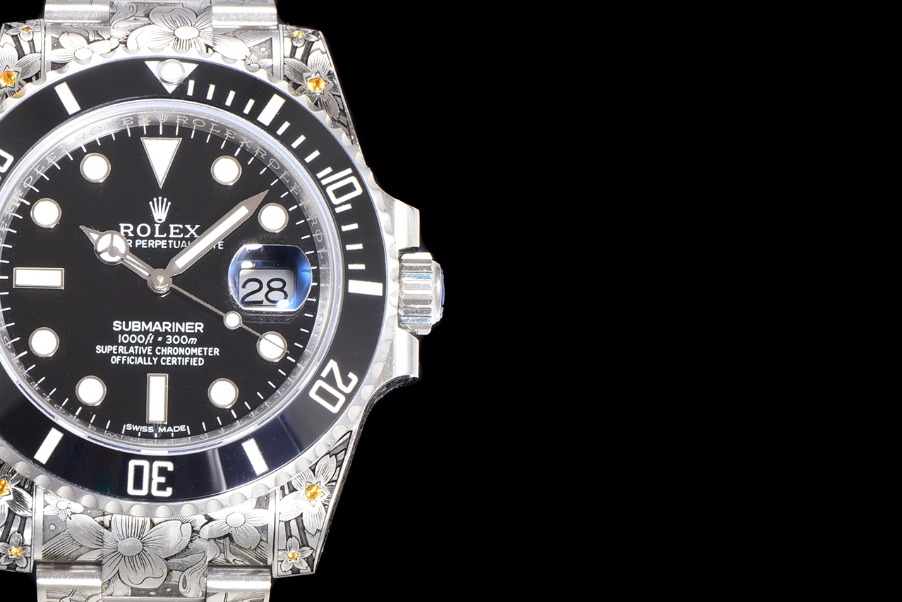 《鯉躍龍門》勞力士頂級復刻錶水鬼搭配 純手工雕花效果-高仿錶