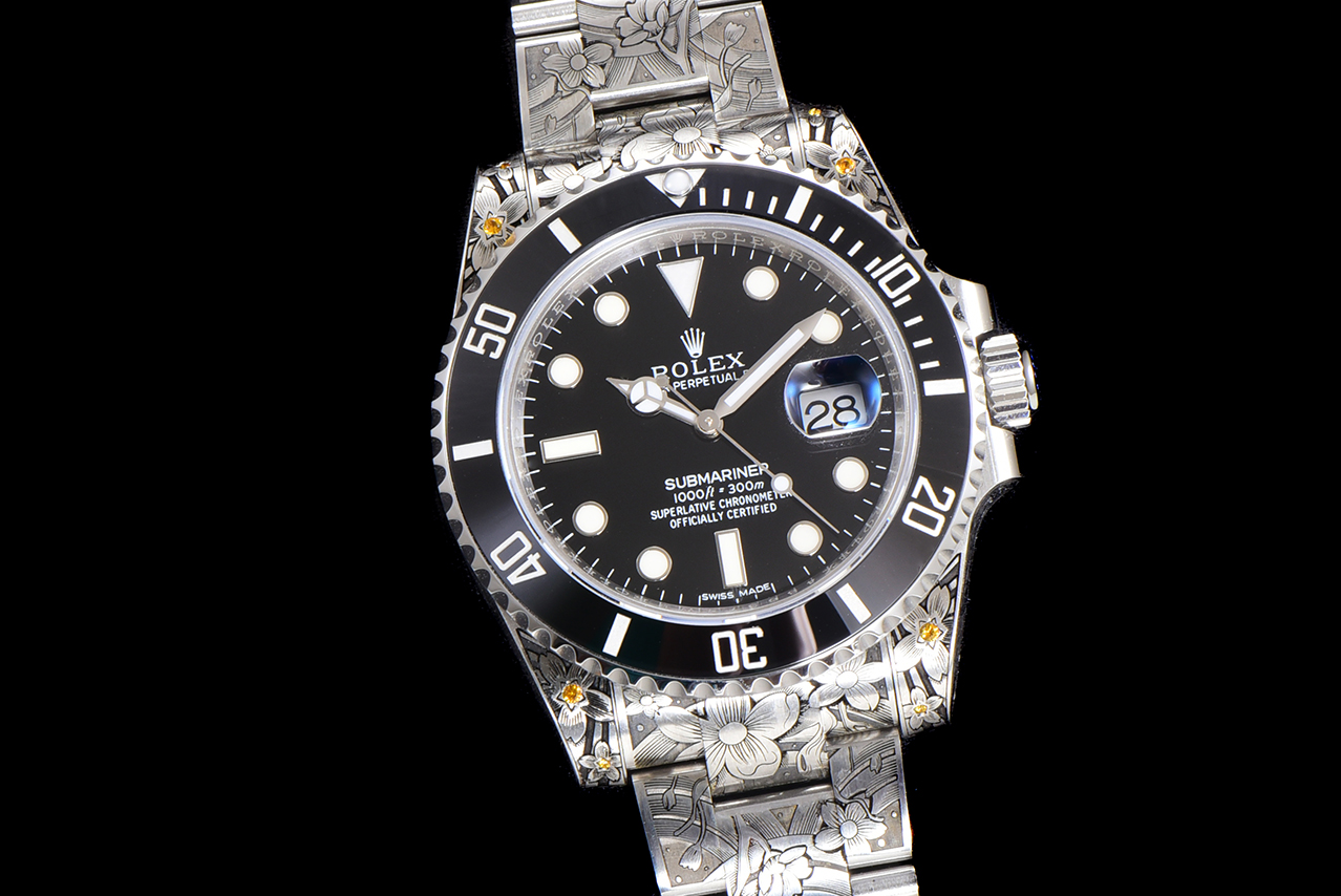 《鯉躍龍門》勞力士頂級復刻錶水鬼搭配 純手工雕花效果-高仿錶