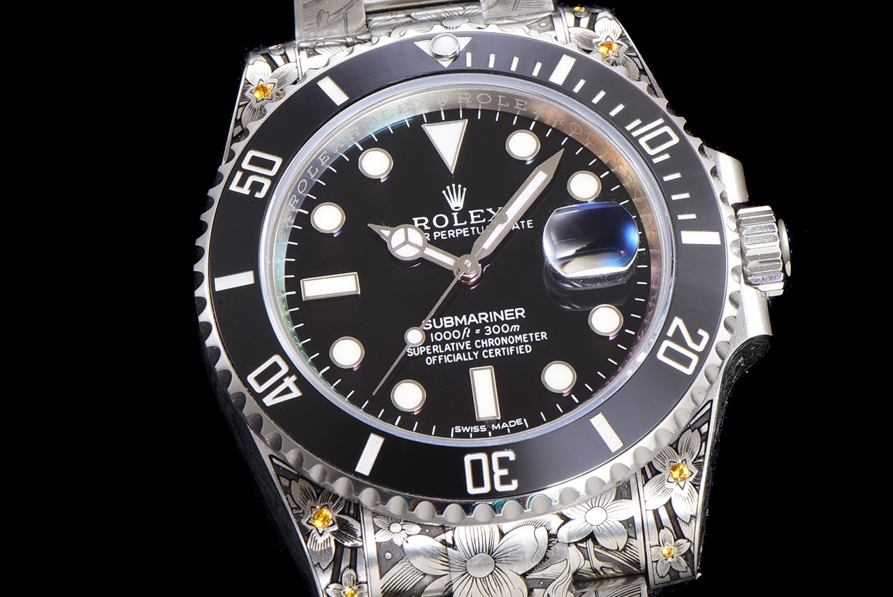 《鯉躍龍門》勞力士頂級復刻錶水鬼搭配 純手工雕花效果-高仿錶