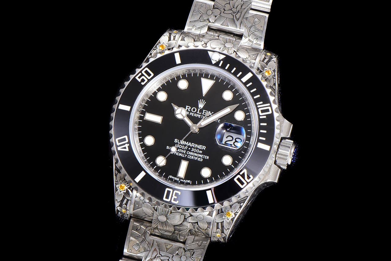 《鯉躍龍門》勞力士頂級復刻錶水鬼搭配 純手工雕花效果-高仿錶