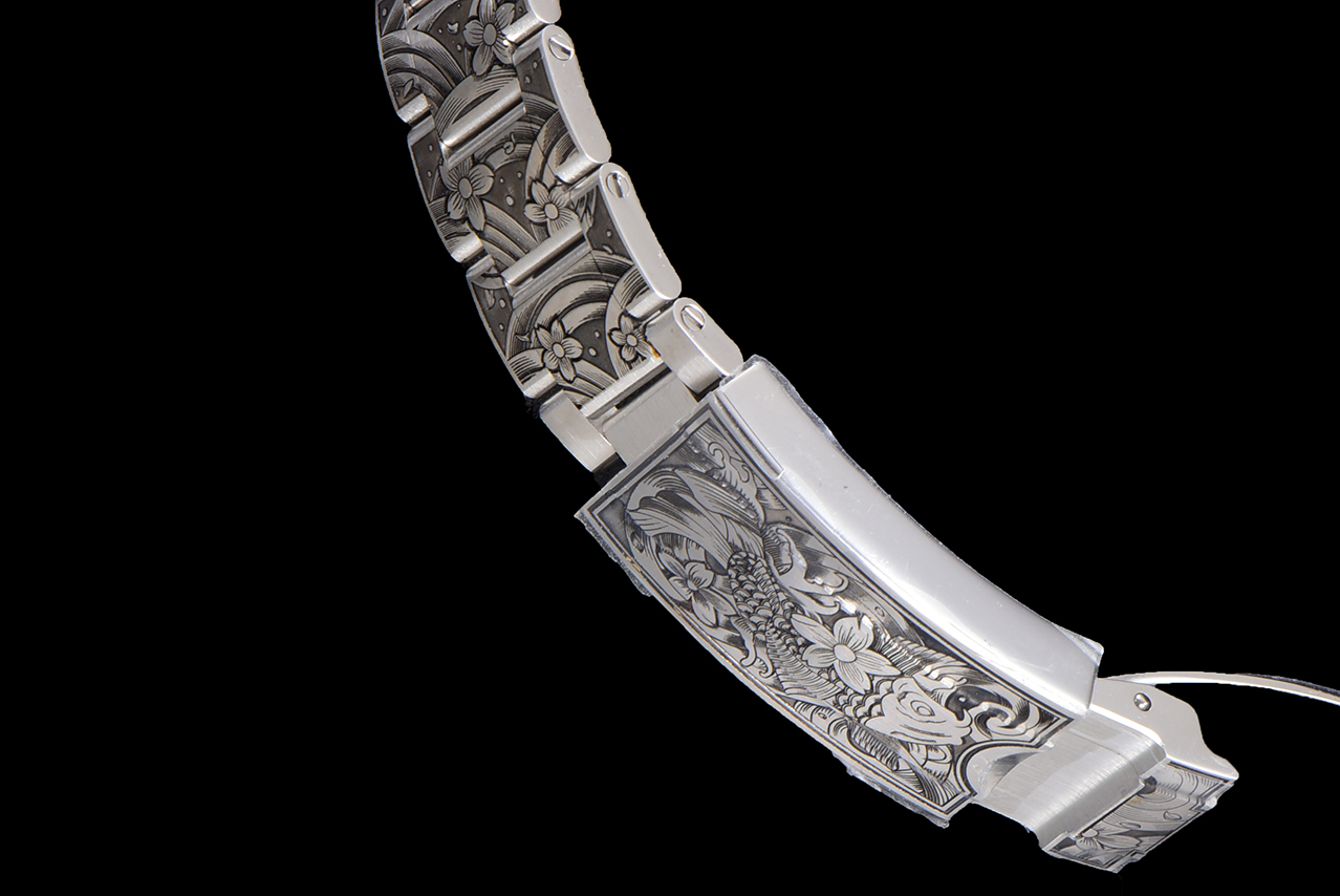 《鯉躍龍門》勞力士頂級復刻錶水鬼搭配 純手工雕花效果-高仿錶