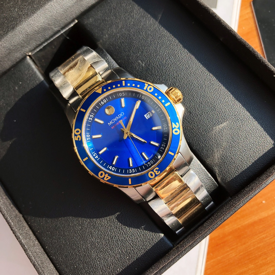 Movado Series800石英潛水夜光高仿腕錶藍寶石防刮花鏡面-高仿錶