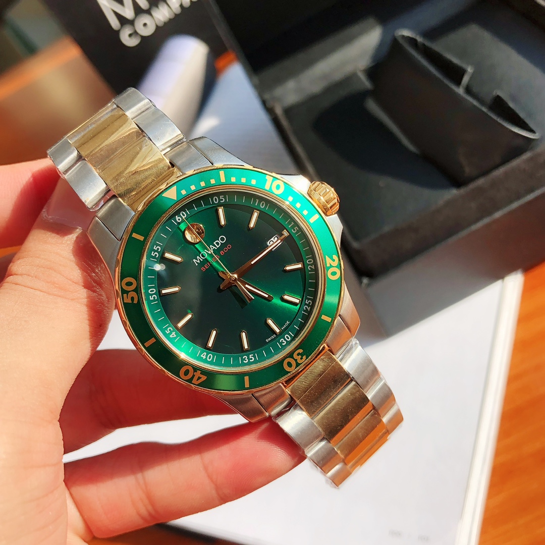 愛因斯坦鐘愛的品牌Movado Series800石英潛水夜光復刻腕錶-高仿錶