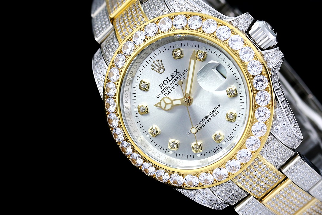 勞力士ROLEX頂級復刻錶滿天星版本腕錶金光閃閃-高仿錶