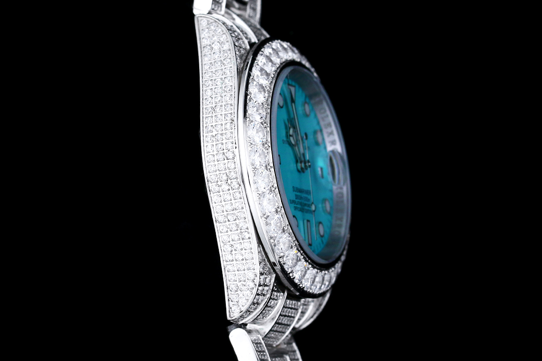 ZY出品高仿錶勞力士ROLEX錶殼錶鏈全鑲滿美鉆金光閃閃-高仿錶