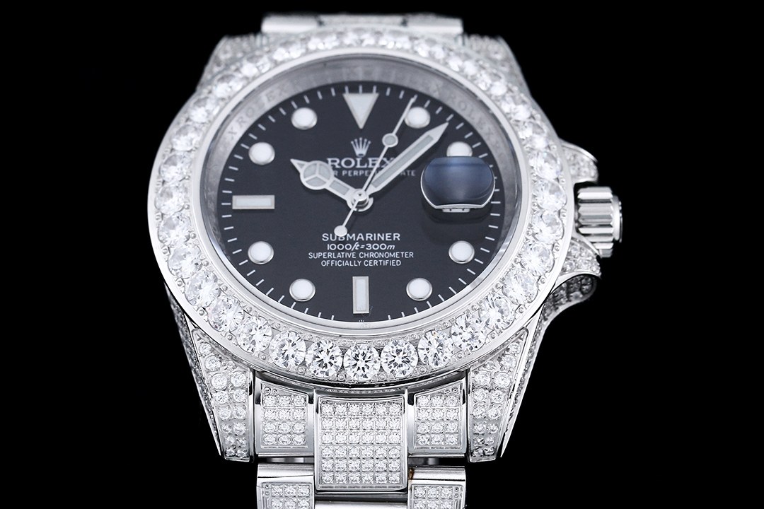 一比一高仿錶勞力士ROLEX全鑲滿美鉆璀璨奪目-高仿錶