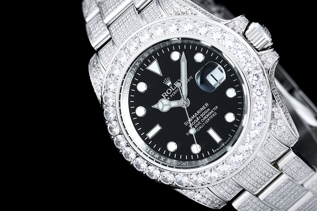 一比一高仿錶勞力士ROLEX全鑲滿美鉆璀璨奪目-高仿錶